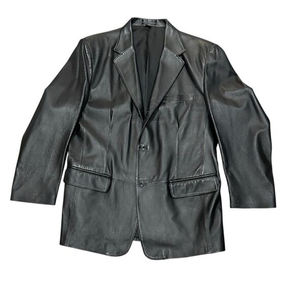 Jacqueline Ferrar Jackets & Blazers - Black Genuine M Leather Blazer Jacket 90s 2000s Goth Grunge Streetwear Oversized